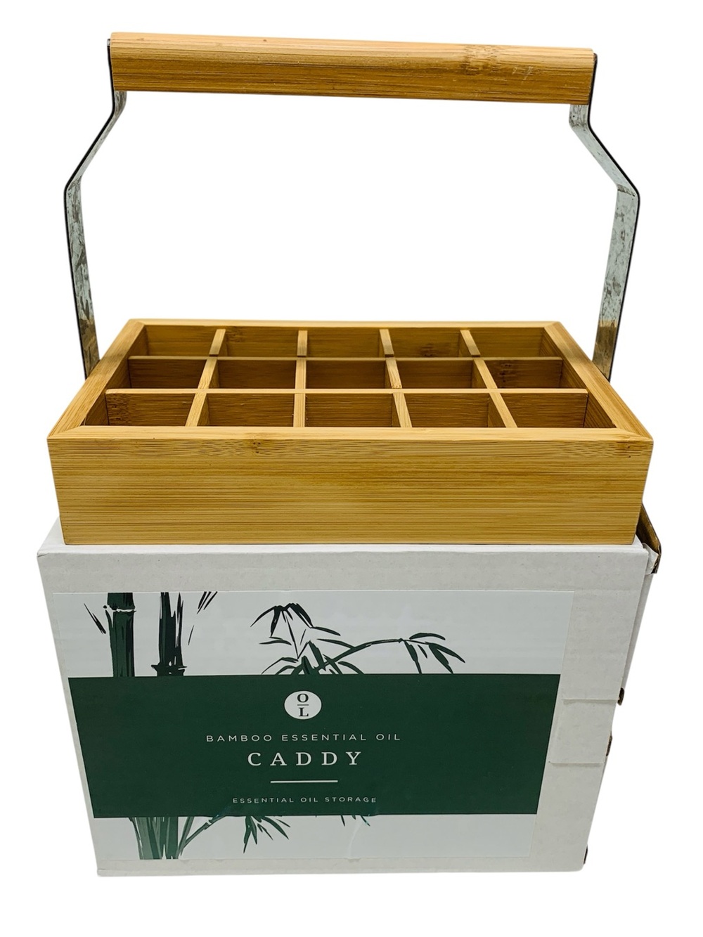 Bamboo Essential Oil Caddy Tray with Handle